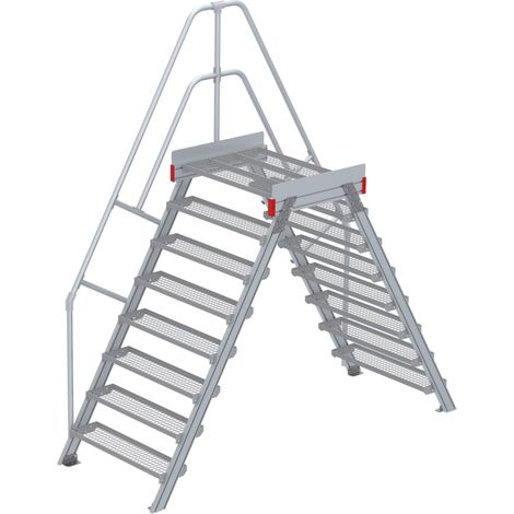 Euroline 512 Überstieg 60° 1000mm Stufenbreite 2x8 Stufen Stahl Gitterrost