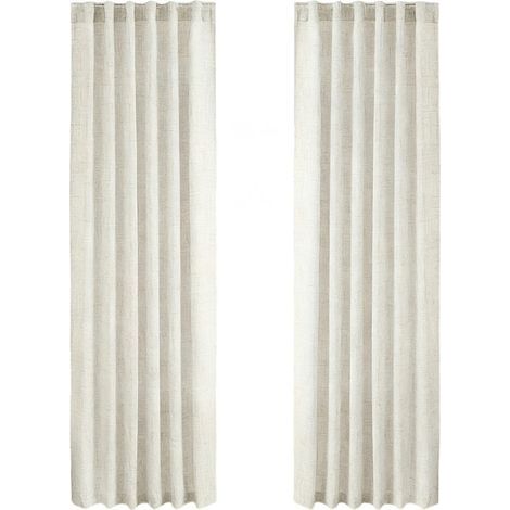Panneaux de fenêtre 2 pièces, rideau-couleur naturelle W127 214 (1/2)
