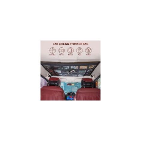 Rete portaoggetti per tetto auto, borsa organizer per auto, rete elastica per interni del tetto auto (64-90 cm) - Crezuo