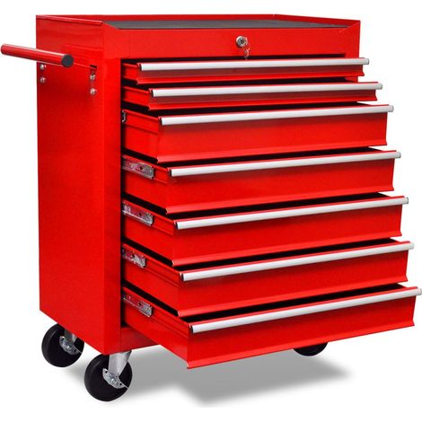 vidaXL Carrello Portautensili con 7 Cassetti Rosso per Garage (1/5)