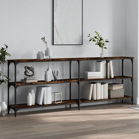 vidaXL Tavolo Consolle Rovere Fumo 200x29x75 cm in Legno