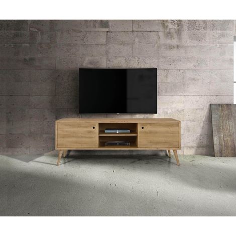 BRODY - mobile porta tv moderno in abete spazzolato naturale (1/2)
