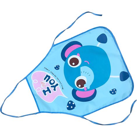 Tablier enfant pour cuisiner, peindre et faire le ménage, imperméable, sans manches, bleu, motif dessin animé. (1/5)