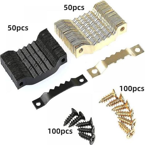 Crochets décoratifs pour cadre photo – Lot de 100 pièces bicolores en métal avec dentelure fine, idéaux pour suspensions murales (1/3)