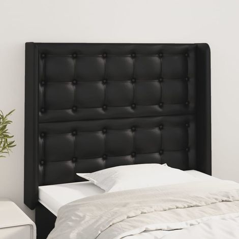 Kopfteil mit Ohren Schwarz 93x16x118/128 cm Kunstleder (1/5)