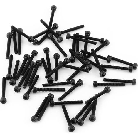 M3 Kit de Assortiment Vis Boulon Tête Cylindrique Six Pans Creux en Acier Allié M3 x 4-50mm(M325mm, Partiellement filetée-50pcs).