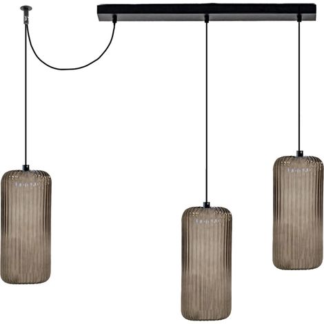 Sospensione vetro colorato gea luce raika br3 e27 led lampada soffitto decentramento moderna, colore ambra scuro trasparente