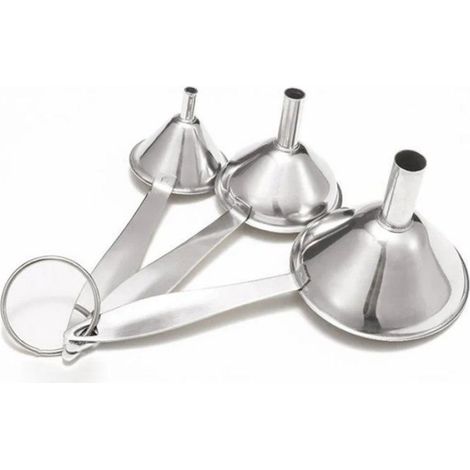 Entonnoir de cuisine - Lot de 3 - Entonnoir en acier inoxydable - Mini-entonnoirs - Entonnoir pour bouteille - Long manche - (1/4)