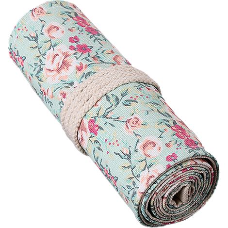 Rolle De Rangement Pour Crayons - Toile Épaisse - 36/48/72 Emplacements - Avec Cordons En Chanvre - Pour Crayons De Couleur Et Pinceaux - 1 Pièce (1/5)