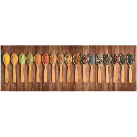Tapis de cuisine lavable à motif cuillère, 60 x 300 cm