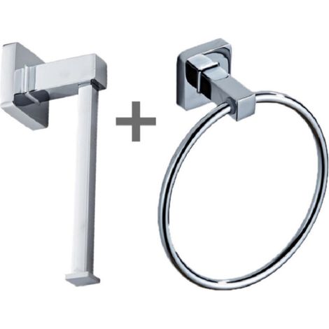 2-piece Towel Holder, 15.7 cm Frosted Black Round Wall-Mounted Stainless Steel Towel Ring Holder for Kitchen and Bathroom (1/4)