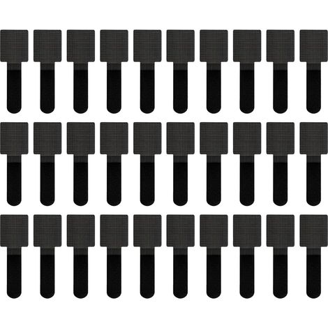 30 Pièces Serre Câble Adhésif, 30x90mm Organisateur de Câble Autocollant pour Cable Management Bureau, Attache Câble Réutilisable pour Rangement Câble PC, Maison et Bureau - Noir (1/5)