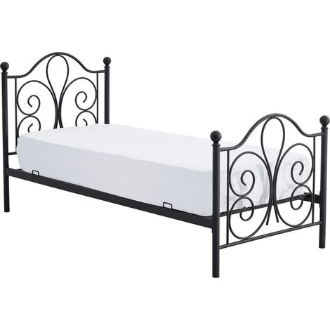 Cama Houston 1355, Negro, Individuales, 90x200, Somieres, 94x210x93cm