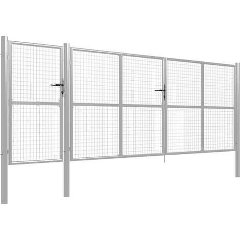Maison Exclusive - Gartentor aus Stahl 500 x 150 cm Silber (1/5)