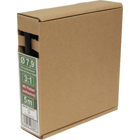 Quadrios 23CA177 Gaine thermorétractable avec colle noir 7.9 mm Taux de retreint:3:1 5 m (1/5)