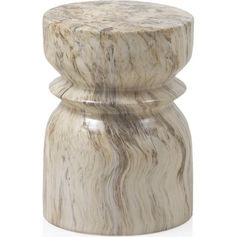 Tabouret céramique marron crème finition brillante élégant - Marron crème effet marbré (1/2)