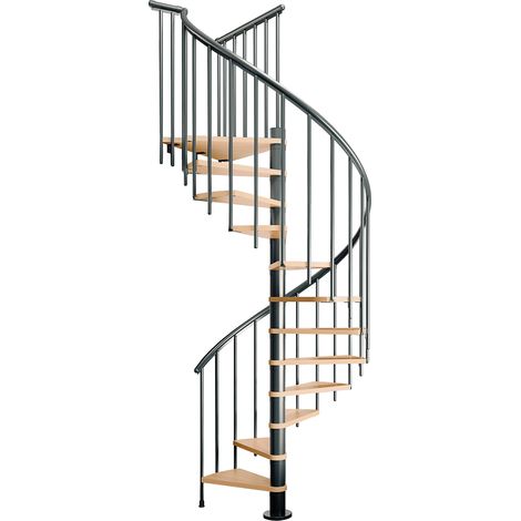 Dolle Spindeltreppe Montreal Buche/anthrazit 252-282cm Geschosshöhe Ø120cm