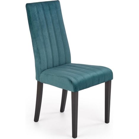 Chaise de salle à manger en velours vert foncé avec pieds en bois de hêtre massif peints en noir BEECH (1/5)