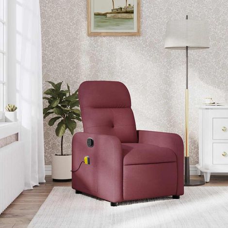 Fauteuil de massage inclinable-Chaise de relaxation-Fauteuil Relax Rouge bordeaux Tissu 717904 (1/5)