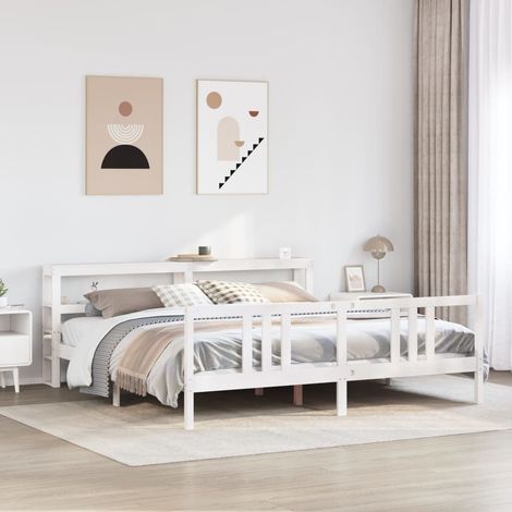 Estructura de cama con cabecero sin colchón blanco 200x200 cm vidaXL (1/5)