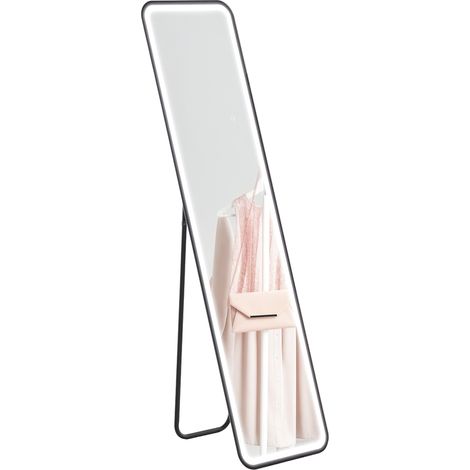 Miroir noir LED 150x40 cm pleine longueur avec 3 couleurs, mémoire et tactile, décoration design moderne pour chambre et salle de bain pratique et connecté