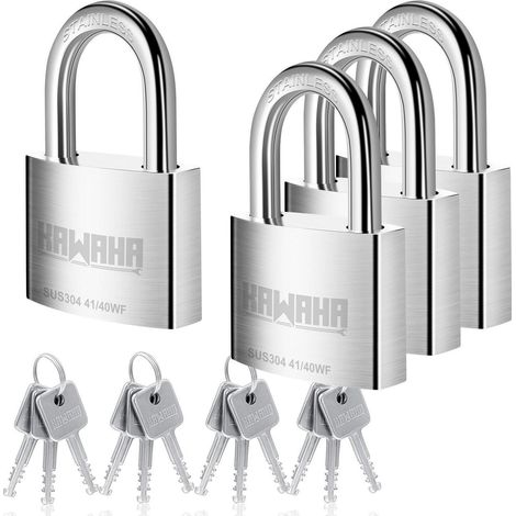 Vorhängeschloss Edelstahl 40mm gleichschließend 4 Stück rostfrei für Innen/Außen