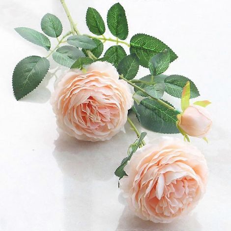 Pivoine artificielle Charm à 3 têtes, décoration pour la maison ou un mariage, en soie, rose et blanche.Champagne (1/5)