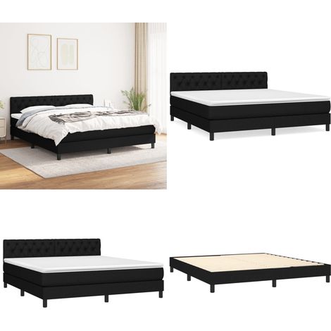 Boxspringbett mit Matratze Schwarz 160x200 cm Stoff - Boxspringbett - Doppelbett - Schlafraum - Bettenrahmen - Matratze - Home & Living (1/5)