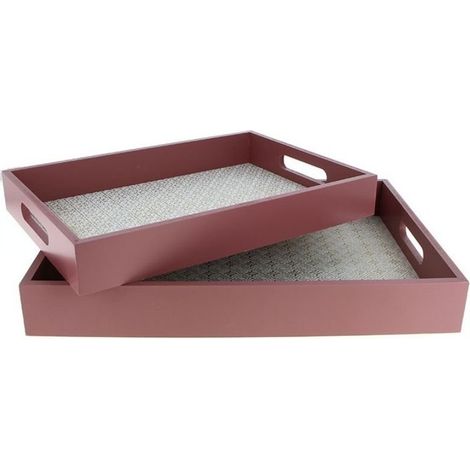 Plateaux Décoratifs en bois x 2 Rouge Cerise - SILUMEN (1/4)