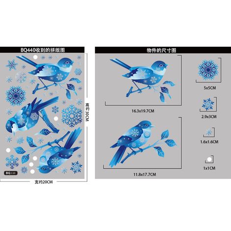 Autocollants de Noël rennes bleus, décorations de fenêtre cerfs sous un ciel étoilé et flocons de neige, autocollants statiques dégradés pour sapin de Noël, décorations de fenêtre fraîches.