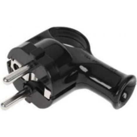 Winkelstecker mit Unischuko-Halterung 2P+Z IP20 250V 16 A, schwarz 24014