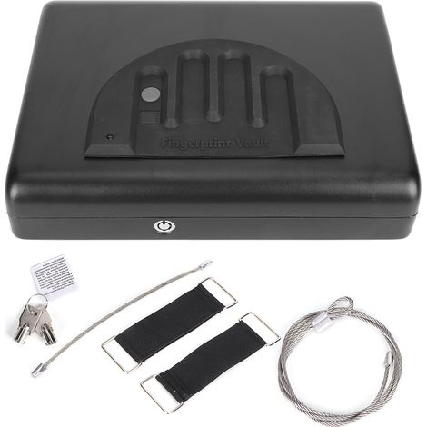 Coffre-fort à empreinte digitale en acier laminé à froid, serrure à clé pour argent, bijoux, pistolet, coffre de voiture miniature (1/5)