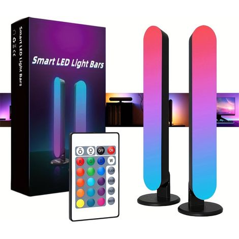Set aus 2 LED-Tischlampen, RGB-Digitaltechnologie, veränderbare weiße Lichtfarbe, mit Musiksensor, steuerbar über Bluetooth oder Fernbedienung (im Lieferumfang enthalten)