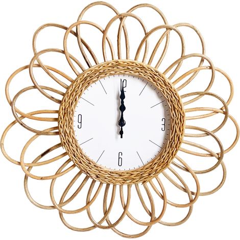 Horloge murale en rotin tressé à la main 41cm, décoration naturelle silencieuse pour maison (1/2)