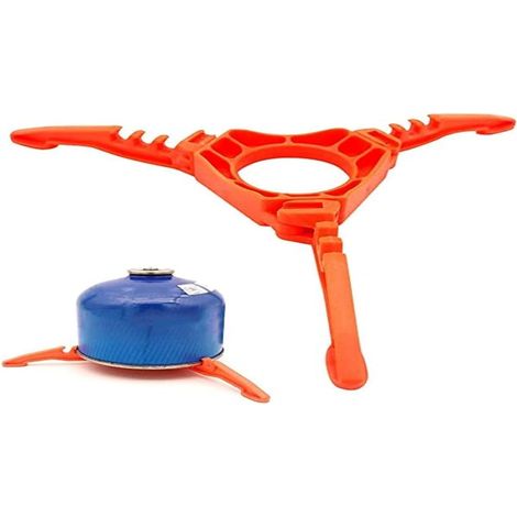 Support de Réservoir de Gaz en ABS Antidérapant Réchaud à Gaz Stand Pliable Cartouche Canister Support Trépied Multi-usages Portable pour Camping Randonnée Pique-nique Cuisson - Orange (1/5)