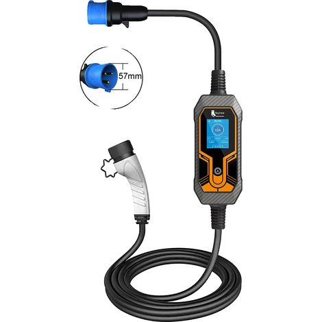 Cargador portátil para vehículos eléctricos, potencia de 7 kW, cable de 5 m, 7KW 5M Sin adaptador, Tipo 2 (1/2)