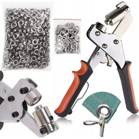 GripFix ProMag 500 - Macchina manuale per occhielli magnetici + 500 occhielli Macchina per occhielli per striscioni e teloni 10 mm Per pubblicità, tessuti e materiali in PVC (1/5)