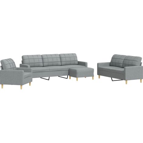 Maison Exclusive - Set di Divani 4 pz con Poggiapiedi Grigio Chiaro in Tessuto
