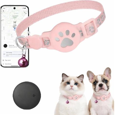 HOXILEELEO - Collier GPS Chat, 2026 Nouveau Traceur GPS Chat Tracker, sans Carte SIM, sans Abonnement Mensuel, Localisation Temps Réel (Rose) (1/5)