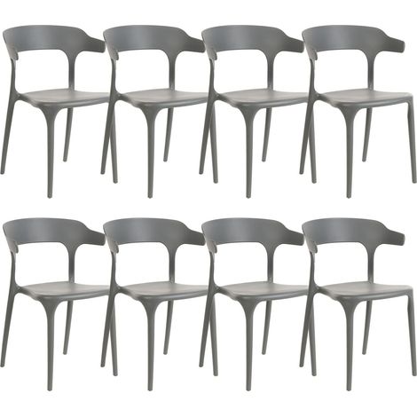Set di 8 sedie polipropilene grigio per interno ed esterno Gubbio
