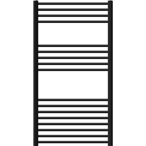 LuxeBath Radiador Toallero Sahara 750 x 1200 mm, Negro Mate, Diseño Recto con Conexión Lateral, Calefacción para Baño, Calentador-Secador de Toallas, Estufa de Pared, Calefactor Moderno de Acero