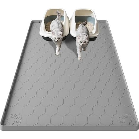 Cat Litter Mat, 101 x 71 cm, Silicone edges, non-slip, sand, clean, multi-use: litter and food (1/5)