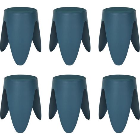 Lot de 6 Tabourets Empilables "Eve" 46cm Bleu Canard (1/5)