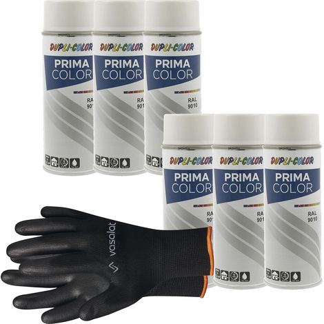 vasalat Dupli-Color Lackspray reinweiß glänzend RAL 9010 - Sprühlack für Metall, Kunststoff und Holz - wetterfeste Sprühfarbe für den Innen- und Außenbereich UV -beständig, 6 Stück