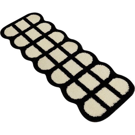 Tapis de couloir noir et blanc à motif écossais vintage, absorbant et résistant aux taches, 40x120cm pour maison. (1/5)