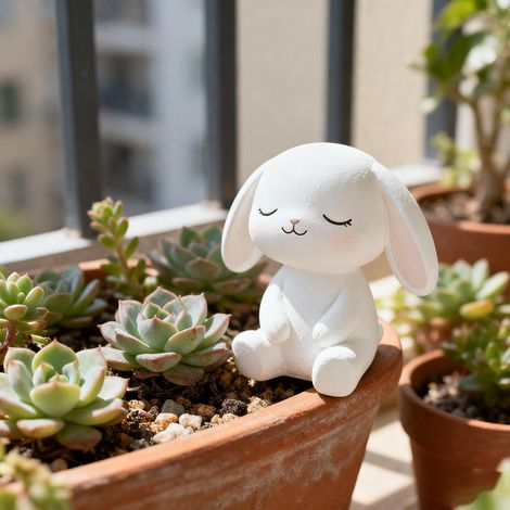 Figurine Animalière, Sculpture en Résine, Décoratif Cute Miniature Statue pour Jardin et Maison, Figurine Odorless Rabbit de Pâques, Ornament Durable (1/5)