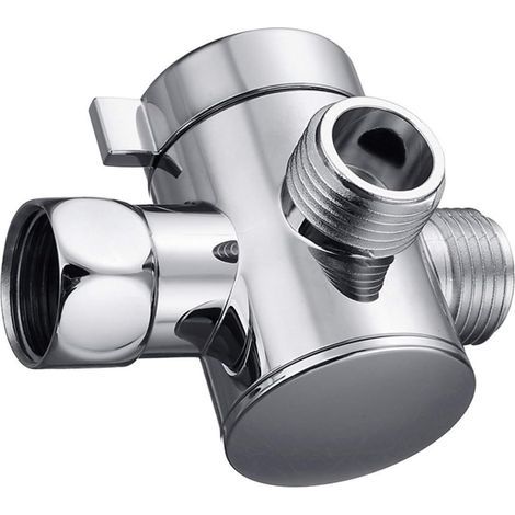 3-Way Shower Diverter Valve Mount G1/2 Handheld Shower Arm Diverter Splitter Polished Chrome Bathroom Shower System Replacement Part Attachment (1/5)