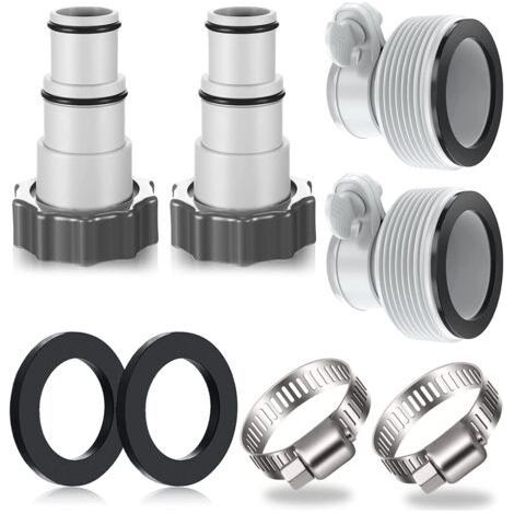 Lot de 4 adaptateurs tuyau piscine Ø 32/38 mm – Connecteurs pour pompe et valve à piston – Plastique résistant à la corrosion (1/5)