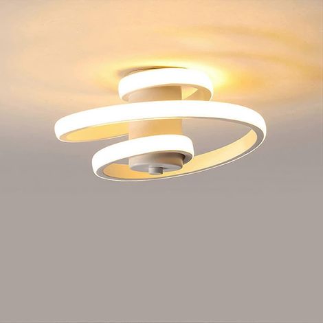 Plafonnier LED moderne, suspension spirale créative 18 W, lustre en métal et acrylique blanc chaud (1/5)