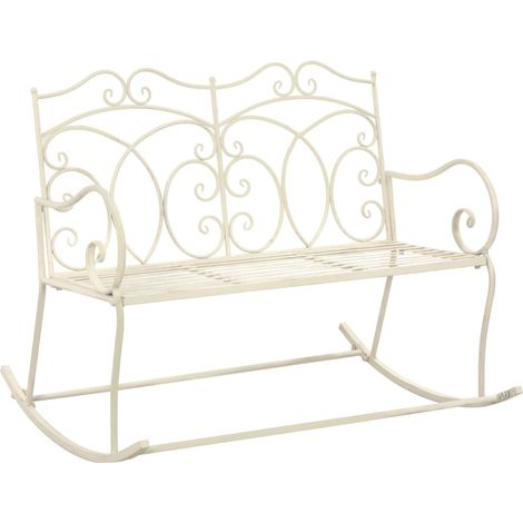 Banc de jardin 104cm Fer Blanc antique (1/5)